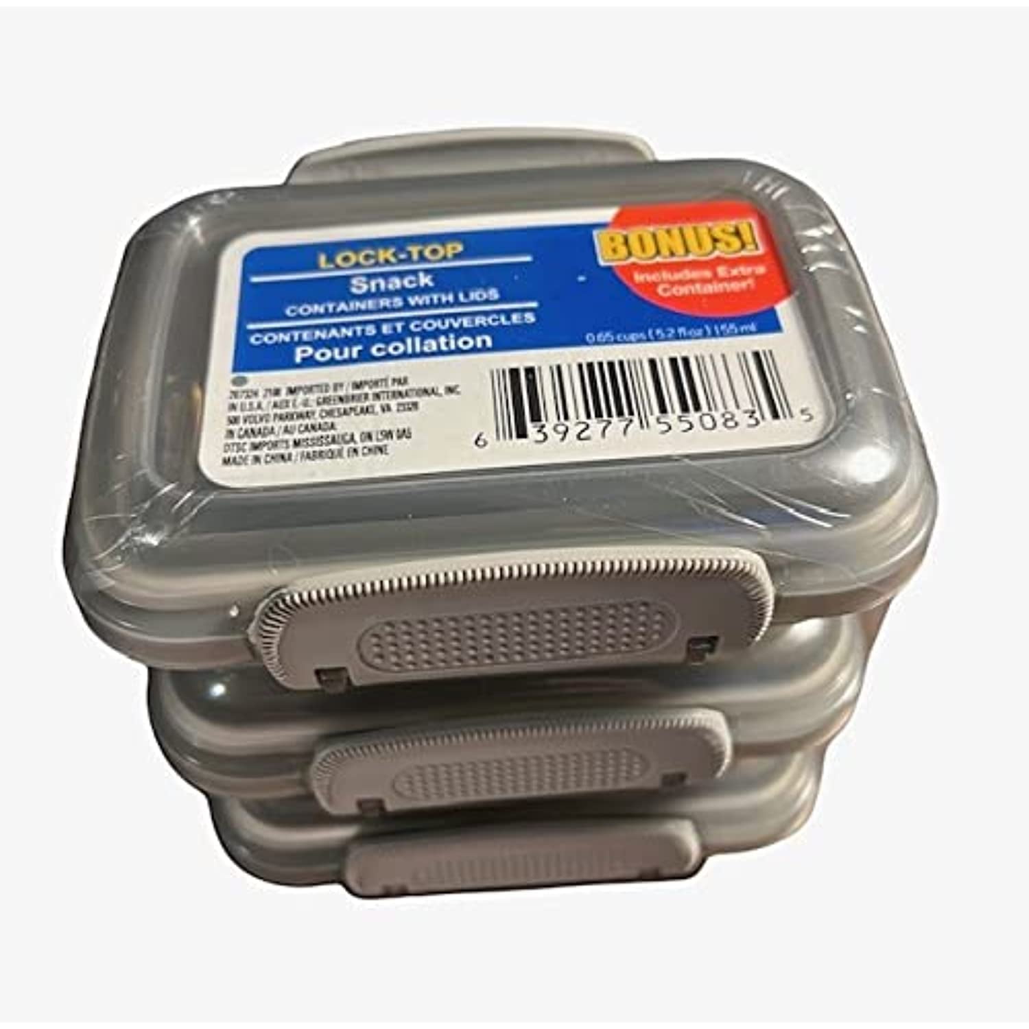 LockTop Snack Containers 3Pack (5.2 Oz Each)