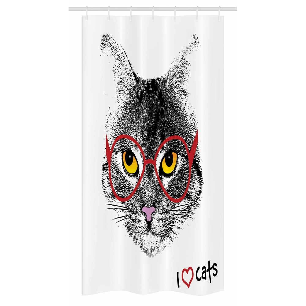 Cat Stall Shower Curtain Wise Nerd Cat With Glasses Judging The World