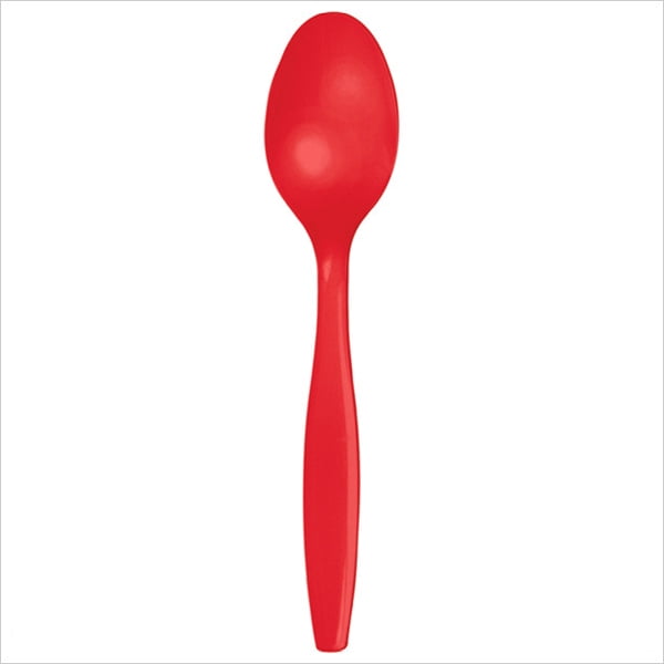 Premium Plastic Spoons Bulk Classic Red,Pack of 50 EA