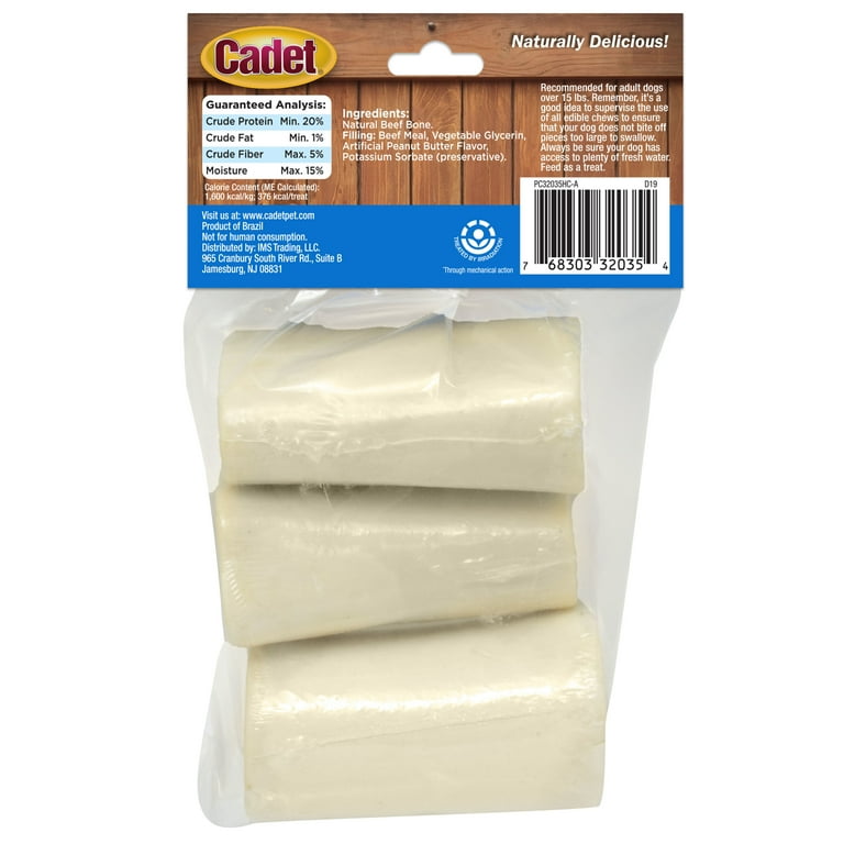 Cadet Stuffed Shin Bone for Dogs Regular Stuffed Shin Peanut Butter Small 3 Count