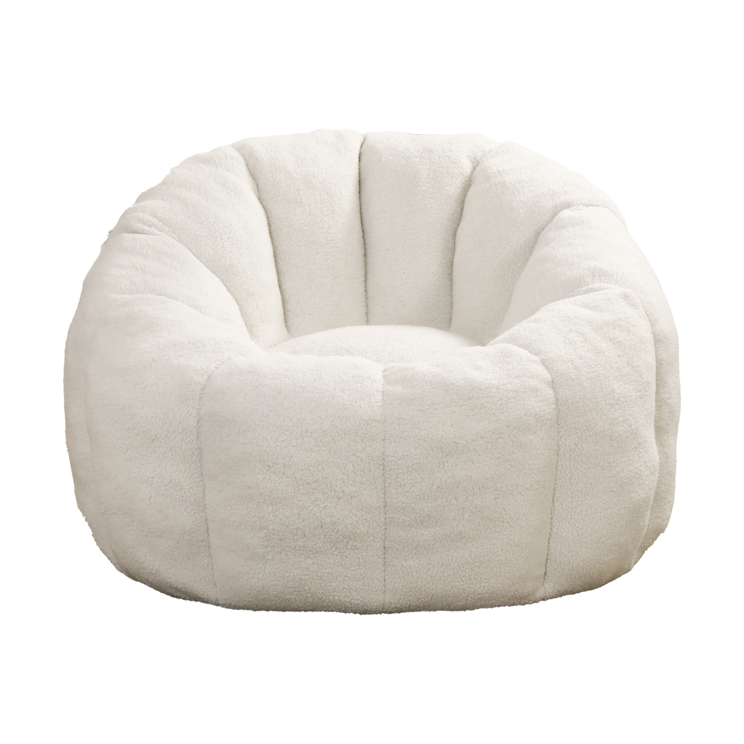 Bean Bag Chair for Adults, Faux Fur Memory Foam Bean Bag Sofa with Armrests, Fluffy Lazy Chair for Living Room Bedroom, White