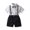 Navy, variant on Lilgiuy Boys Formal Clothing Formal Short Sleeve Buttom Down Shirt Bib Pants With Bow Tie Decoration Summer Gentleman Outfit