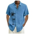 thumbnail image 2 of Huresd Mens Short Sleeve Button Down Shirts Palm Tree Hawaiian Shirts Lighweight Turndown Collar Tropical Beach Shirts for Men Blue XL, 2 of 5