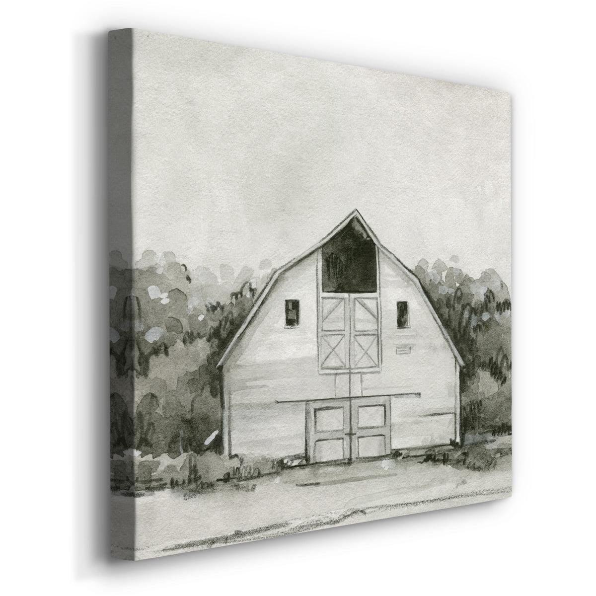 Wexford Home Solemn Barn Sketch III-Premium Gallery Wrapped Canvas, 10" x 10" - Ready to Hang