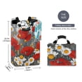 thumbnail image 5 of Foldable Laundry Hamper Bag with Handles Dirty Clothes Basket 12.6" x 11" x 22.7" Red Flowers and Daisies, 5 of 7