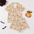 thumbnail image 2 of Gyexs Halloween Pajamas Sleepwear for Women Printed Collar Short Sleeve Shorts Pajama Set Pjs Womens Pajamas #A06 Khaki, Size S, 2 of 9