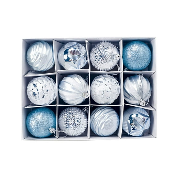 Nmdmisc 2.36" Christmas Balls Ornaments - 12 Pieces - Plastic Christmas Tree Decorations - Blue