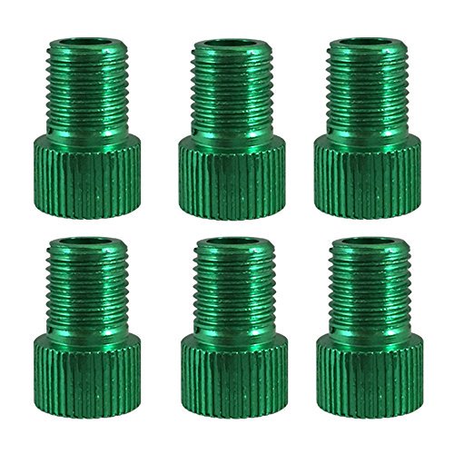 Set of 6 Presta to Schrader Valve Bicycle Adapters 8 Colors (green