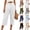 29# White, variant on Capri Cotton Linen Pants Women Summer Lightweight Stretch Work Dress Pants Office Business Casual Slacks Knee Length Shorts Navy XL