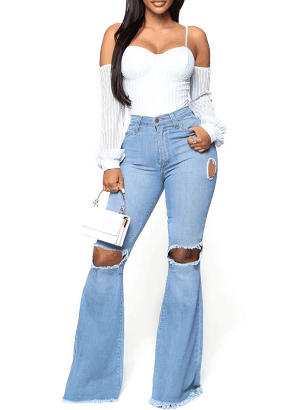 destroyed flare jeans womens