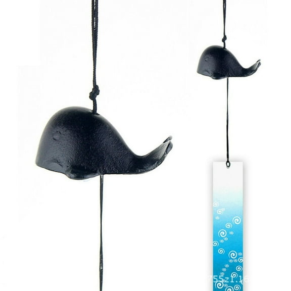 Japanese Furin Wind Chime Bell Nambu Cast Iron Iwachu Black Whale