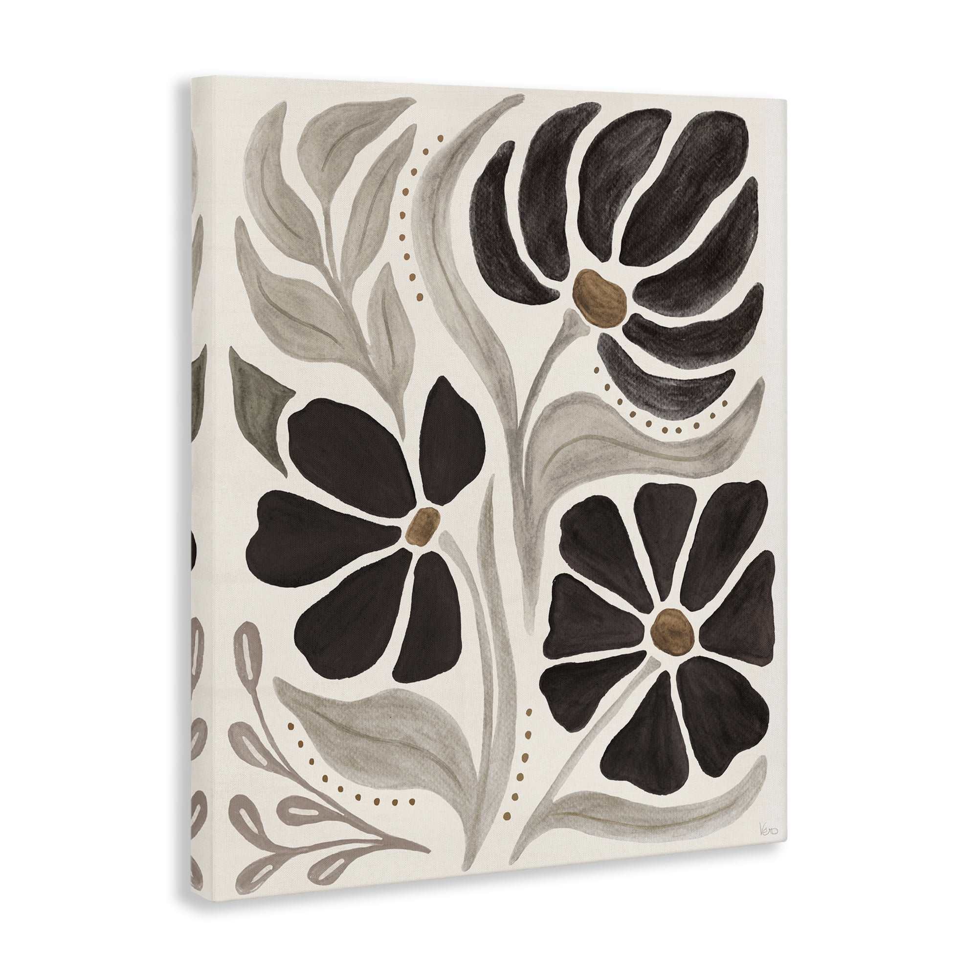 Stupell Industries Boho Curved Petals Botanical & Floral Painting Gallery Wrapped Canvas Art Print Wall Art, 24 x 30