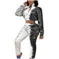 thumbnail image 2 of Itsame Sweatsuits 2pcs Sets for Womens Long Sleeved Sweatshirt and Pants Printed Tie Dyeing Stand-Up Collar Women Athletic Outfit Sets Gray Size 2XL, 2 of 9