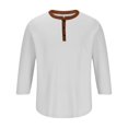 thumbnail image 4 of VSSSJ Mens Muscle T-Shirts Button Up Waffle Knit Stretch Henley Shirt Slim Fit Crewneck Short Sleeve Lightweight Workout Athletic Tees White S, 4 of 5