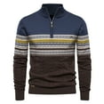 thumbnail image 2 of WRKEKC Men's Quarter Zip Sweater Striped Print Cable Knit Thickened Soft Warm Regular Fit Stylish Versatile Fall Winter Casual Pullover, 2 of 3