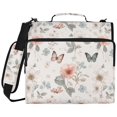 thumbnail image 2 of Zipper Binder with Shoulder Strap 2 inch 3 Ring Waterproof File Folder Organizer Bag 500 Sheet Hand-drawn Flowers and Butterflies, 2 of 8