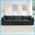 thumbnail image 3 of Modern 4-Seat Chenille Sofa with Storage Drawers - Oversized Wide Seat for Living Room, Wheat, 3 of 22