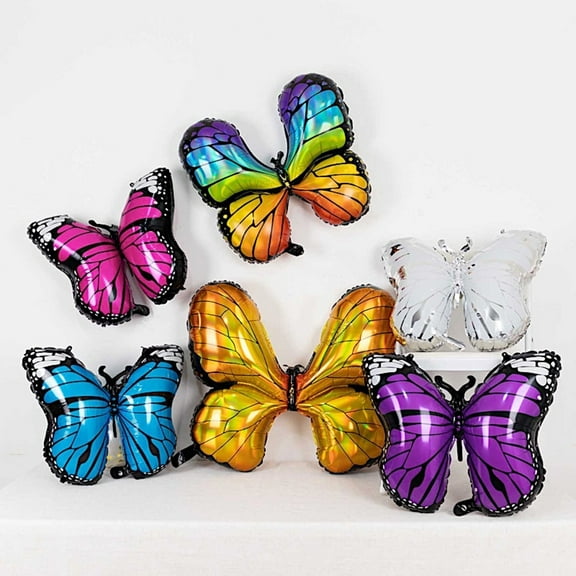 BalsaCircle 6 Assorted Butterfly Mylar Foil Balloons Wedding Decoration