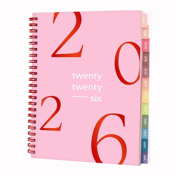 Rileys 2026 Planner, Agenda Planner With Weekly And Monthly View, Daily Agenda Book And Yearly Planners Calendar Book, Spiral Bound With Tabs, Notes, Goals And Holidays (Float, Pink, 8 x 6 in)