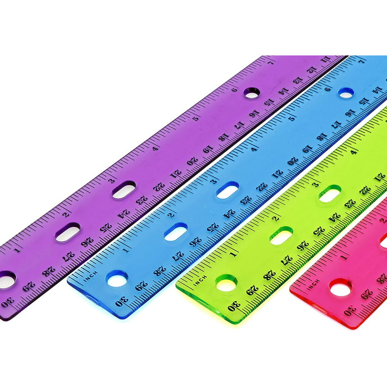 Clear Plastic Ruler, Standard/Metric, 6 Long, Clear, 2/Pack