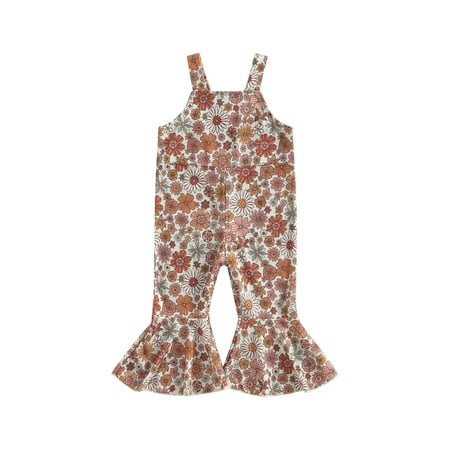 

Bagilaanoe ToddlerBaby Girl Summer Jumpsuit Sleeveless Floral Print Romper Pleated Overalls 12M 18M 24M 3T 4T 5T Kids Long Flared Pants Summer Outfits