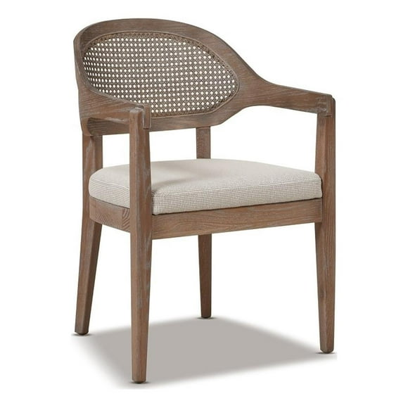 JENNIFER TAYLOR J T Americana Mid-Century Modern Cane Back Dining Chair, Taupe Beige (Set of 1)