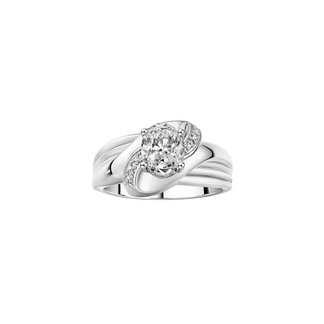 RYLOS Rings for Women Sterling Silver Ring Oval 9X7MM Gemstone & Diamonds Classic Design April White Topaz Jewelry for Women Size 5