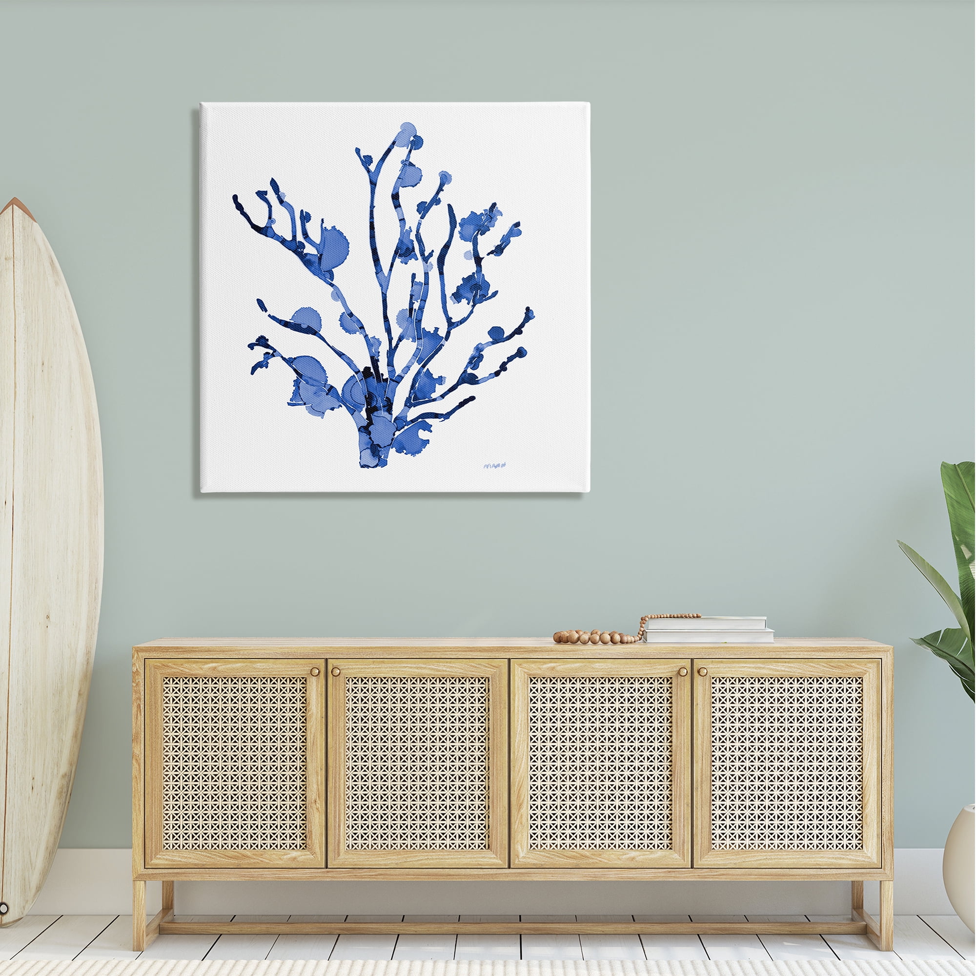 Stupell Industries Detailed Coral Sea Life Blue Watery Pattern Painting Gallery Wrapped Canvas Print Wall Art, Design by Patti Mann