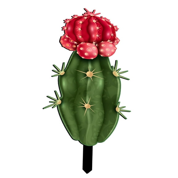 Eoozwa Decorative Garden Inserts Metal Cactus Stake Easter Yard Sign Lawn Ornaments Cactus Yard Art Plant Pick Yard Ornament Plants for Outside Lawn Decor Flowers Spring Garden Acrylic
