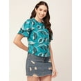 thumbnail image 3 of Moomaya Printed Tops For Women Round Neck Flutter Sleeve Poly Crepe Tunic Top, 3 of 8