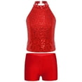thumbnail image 3 of Alvivi Kids Girls Sleeveless Sparkly Sequin Dance Tops with Shorts Set for Gymnastics Sports Red 10, 3 of 7