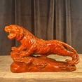 thumbnail image 1 of Rosewood carved tiger sculpture, one of the twelve zodiac animal figurines, perfect for living room home decorations or as a gift., 1 of 3