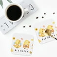 thumbnail image 4 of Honeii Bee Happy Sunflower Gnomes print Leather Coaster Set of 4, ideal for safeguarding your furniture from drinks spills and effortless cleanup-Square, 4 of 6