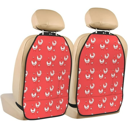 Goofa Cartoon Rooster Pattern Car Back Seat Protector for Kids (2 Pack) Anti-kick Storage Mat for Car Seats Shields from Footprints