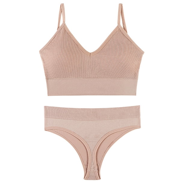 Ropa interior de color sólido para mujer, bragas, conjuntos de bragas de yoga cómodos, traje a juego para mujer