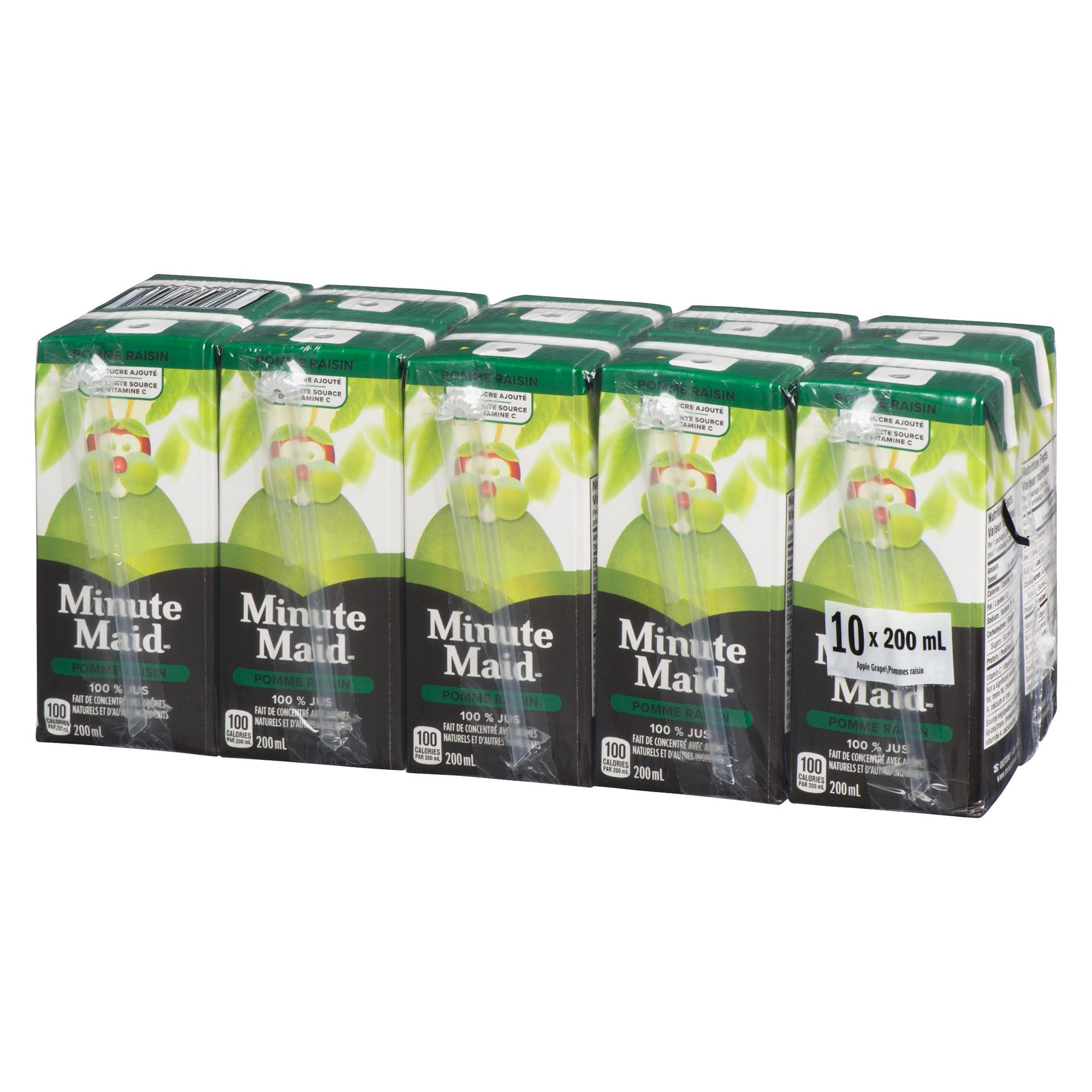 Minute Maid 100% Apple Grape Juice 200mL carton, 10 pack