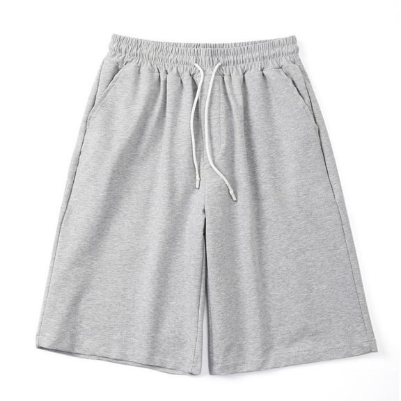 Men's Summer Korean Oversized Solid Drawstring Baggy Sweatpants Shorts
