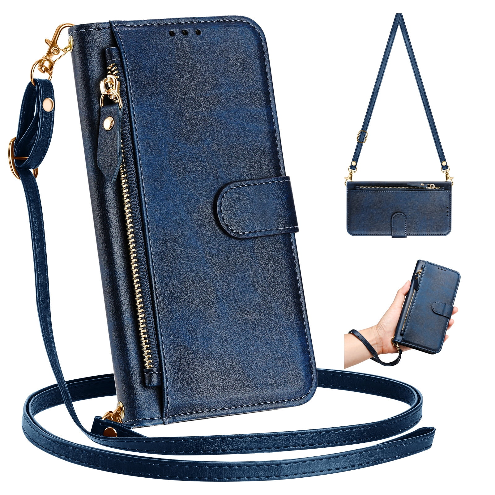 TCL 50 XE NXTPAPER 5G Case ,Zipper Handbag Wallet Leather Cover with Crossbody Detachable Lanyard Strap