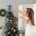thumbnail image 4 of Christmas Tree Topper 8'' Blue - Glittered Blue Star Hallow Tree Topper for Mas Tree Decorations/Holiday Party Home Indoor/Bar Shop Office, 4 of 7
