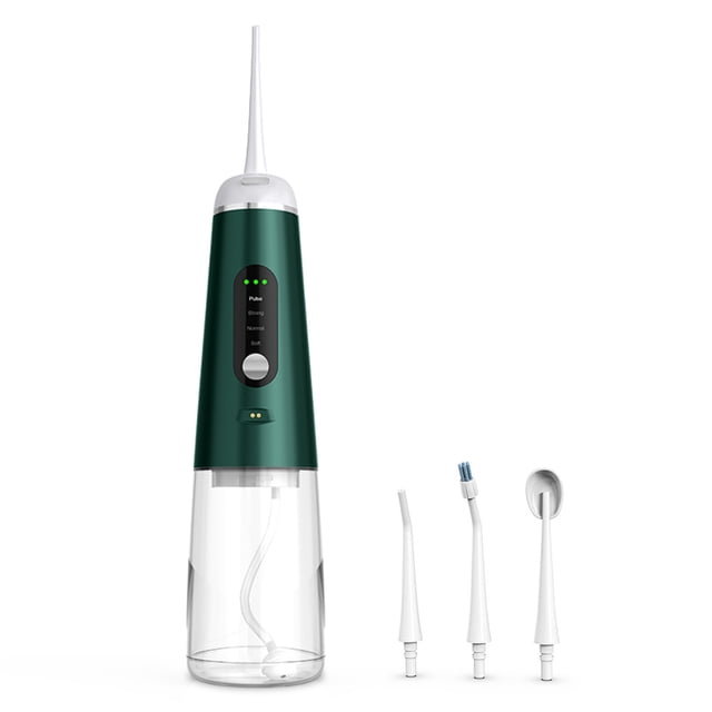 Jumpingount Irrigador de inalámbrico Pantalla digital giratoria 350ml Flosser de agua Herramienta de limpieza de de viaje cuidado de los oídos Verde