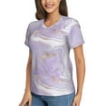 thumbnail image 5 of Yiaed Lavender Glitter Foil Stripes Print Women's T Shirt V-Neck Short Sleeve Shirt Casual Breathable Tee Summer Tops-, 5 of 5