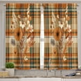 thumbnail image 3 of Ambesonne Botanical Valance & Curtain 3 Pcs Set, Rustic Plaid Meadow Bloom, 55"x30", Orange Tan Grey Teal, 3 of 7