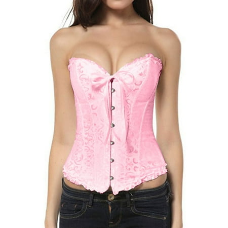 Pavied Corset Tops Tube Tops Women Corsets Bustiers Boned Embroidered Top Plus Size Bustier Tops Underbust Corset Pink 5XL