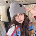 thumbnail image 4 of Women Beanie Hat Solid Color Stretch Ear Protection Brimless Windproof Autumn Winter Cloth Label Knitted Hat for Daily Wear, 4 of 10