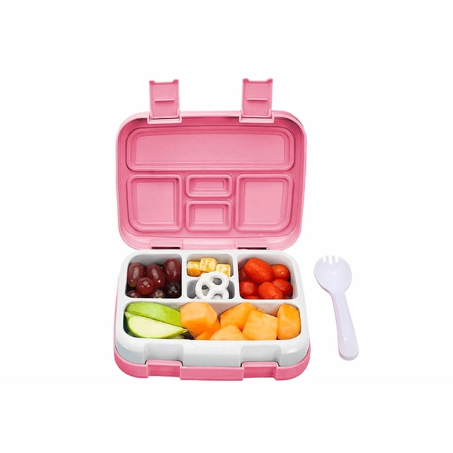 Lonchera para Niños Tipo Bento Box de 5 Divisiones, Sellado Hermético Antiderrames, con Recipiente para Comida Desmontable Xtellar rosa
