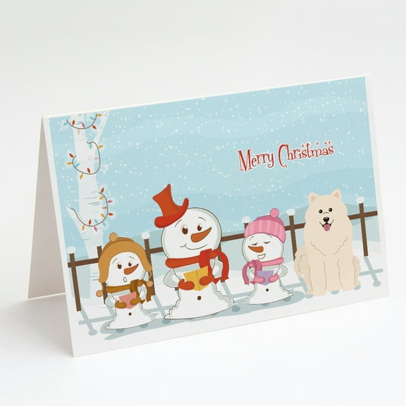 Merry Christmas Carolers Samoyed Greeting Cards and Envelopes Pack of 8
