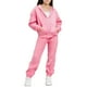 thumbnail image 2 of Chaqueta de invierno de color liso para niños, sudadera larga con capucha y cremallera y pantalones deportivos con lazo en las piernas, conjunto deportivo informal con forro polar para mayor calidez,, 2 of 5