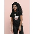 thumbnail image 2 of Beautiful Floral Swan Cartoon T-Shirt Women -Image by Shutterstock, Female Large, 2 of 4