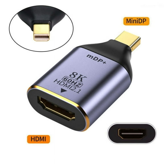 FVH Mini DisplayPort 1.4 Source to HDMI 2.0 Display 8K 60hz UHD 4K Mini-DP to HDMI Male Monitor Adapter Connector