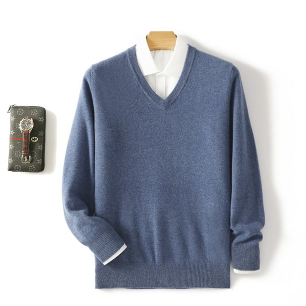 Men Sweater V Neck Pullover Long Sleeve Wool Knitwear Casual Tops Autumn Winter New Version Soft And Comfortable Men s Thin Top Bodega Aurrera en linea